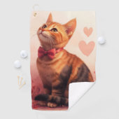 Serviette De Golf Chat abyssinien avec Rose - Saint Valentin (En situation)
