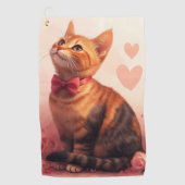 Serviette De Golf Chat abyssinien avec Rose - Saint Valentin (Devant)