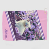 Serviette De Golf Chat Bébé Bleu Oyé En Fleurs Personnalisé (Horizontal)