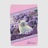 Serviette De Golf Chat Bébé Bleu Oyé En Fleurs Personnalisé (Devant)
