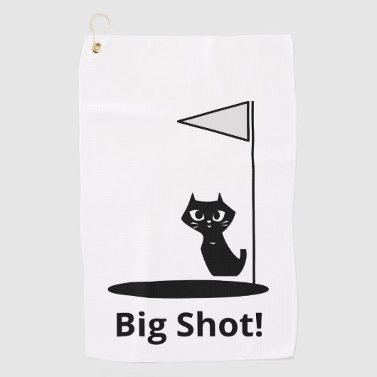 Serviette De Golf Chat chanceux avec Big Shot (Devant)