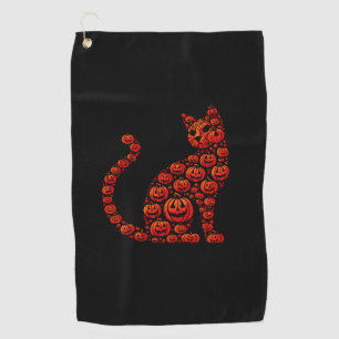 Serviette De Golf Chat Citrouille Jack-o'-lantern Halloween Hommes F