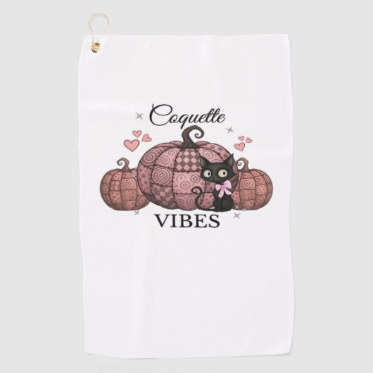Serviette De Golf Chat Citrouille rose Coquette T-shirt surdimension (Devant)