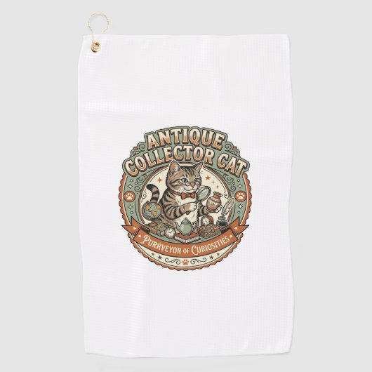Serviette De Golf Chat Collectionneur D'antiquités Chat Collectionne (Devant)
