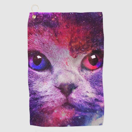 Serviette De Golf Chat de la galaxie violette (Devant)