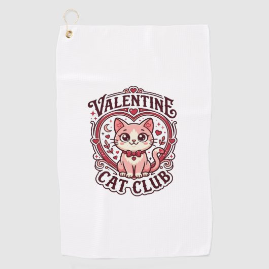 Serviette De Golf Chat de la Saint-Valentin Dessin drôle pour amateu (Devant)