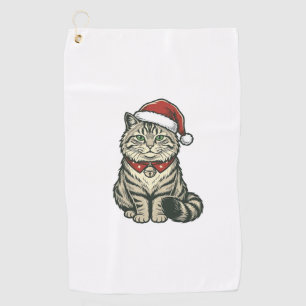 Serviette De Golf Chat de Noël Chapeau de Père Noël Dessin de Gravur