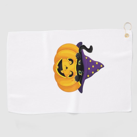 Serviette De Golf Chat d'Halloween en Citrouille - Baguette de chato (Horizontal)