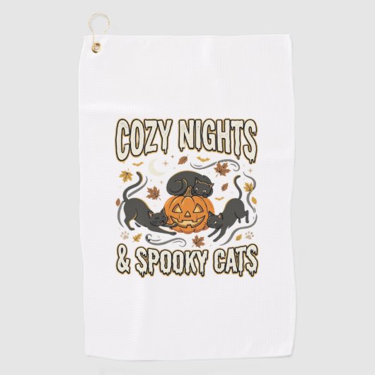 Serviette De Golf Chat d'Halloween Magie d'Automne (Devant)