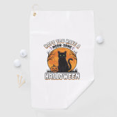 Serviette De Golf Chat d'Halloween Meow-Some Dessin de Gravure Vinta (En situation)