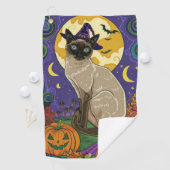 Serviette De Golf Chat éffrayant Siamese Halloween sorcière et Citro (En situation)