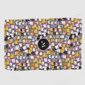 Serviette De Golf Chat face félin doodé animaux motif monogramme (Horizontal)