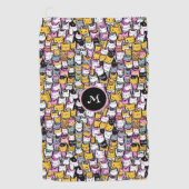 Serviette De Golf Chat face félin doodé animaux motif monogramme (Devant)