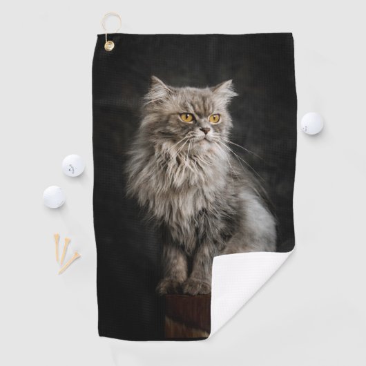 Serviette De Golf Chat gris duveteux (En situation)