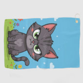 Serviette De Golf Chat gris en colère (Horizontal)