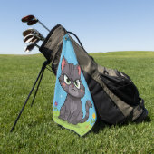Serviette De Golf Chat gris en colère (Vert)