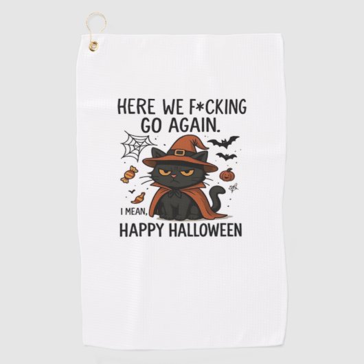 Serviette De Golf Chat Grumpy Halloween T-shirt classique (Devant)