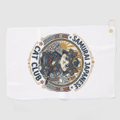 Serviette De Golf Chat japonais samouraï Art vectoriel POD - Samoura (Horizontal)