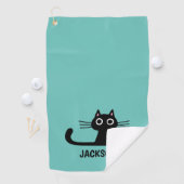 Serviette De Golf Chat Kitty Noir mignon | Cool Kitten Personnalisé (En situation)