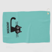 Serviette De Golf Chat Kitty Noir mignon | Cool Kitten Personnalisé (Horizontal)