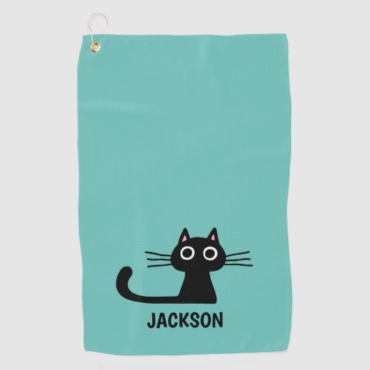 Serviette De Golf Chat Kitty Noir mignon | Cool Kitten Personnalisé (Devant)