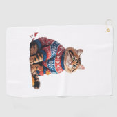Serviette De Golf Chat Leaf Automne Bonjour Automne Funny Chat Kitte (Horizontal)