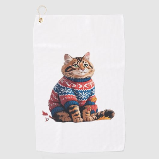 Serviette De Golf Chat Leaf Automne Bonjour Automne Funny Chat Kitte (Devant)