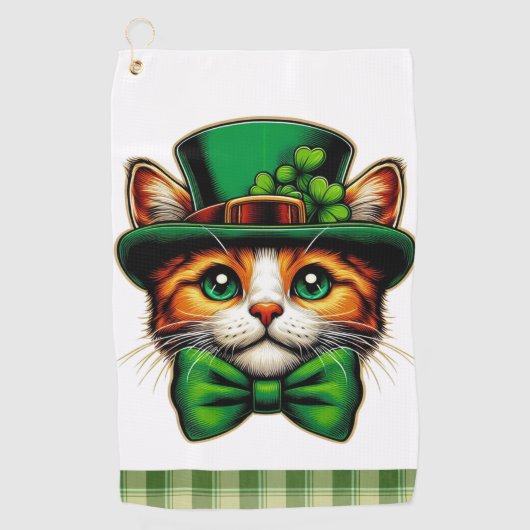 Serviette De Golf Chat mignon/chaton Saint Patrick's Day (Devant)