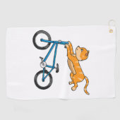 Serviette De Golf Chat Monte Un Bmx (Horizontal)