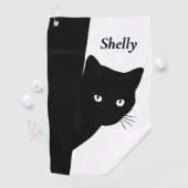 Serviette De Golf Chat noir (En situation)
