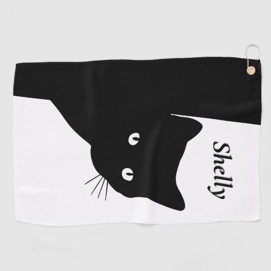 Serviette De Golf Chat noir (Horizontal)