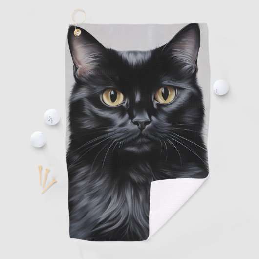 Serviette De Golf Chat noir (En situation)