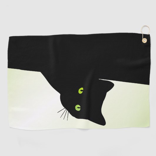 Serviette De Golf Chat noir à oreille verte (Horizontal)