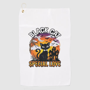 Serviette De Golf Chat Noir Amour Spécial Halloween Maison Hantée Ch