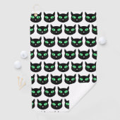 Serviette De Golf Chat noir aux yeux verts motif (En situation)