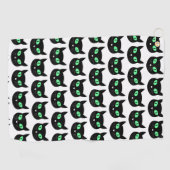 Serviette De Golf Chat noir aux yeux verts motif (Horizontal)