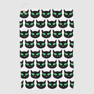 Serviette De Golf Chat noir aux yeux verts motif