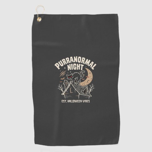 Serviette De Golf Chat noir de la lune d'Halloween (2) (Devant)