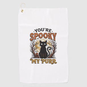 Serviette De Golf Chat Noir Effrayant Pun Halloween Gravure Vintage 