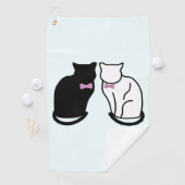 Serviette De Golf Chat noir et blanc (En situation)