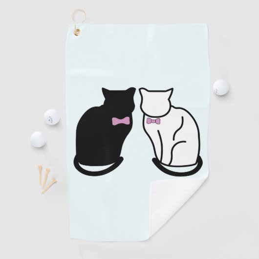 Serviette De Golf Chat noir et blanc (En situation)
