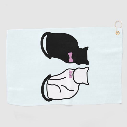 Serviette De Golf Chat noir et blanc (Horizontal)