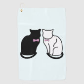 Serviette De Golf Chat noir et blanc (Devant)