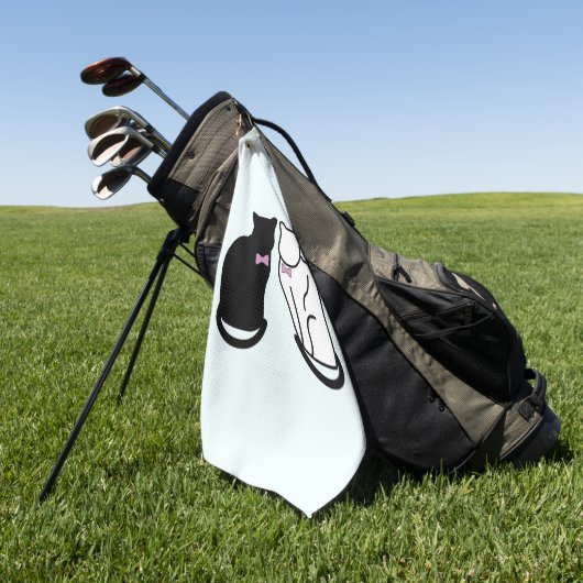 Serviette De Golf Chat noir et blanc (Vert)