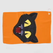 Serviette De Golf Chat noir Halloween (Horizontal)
