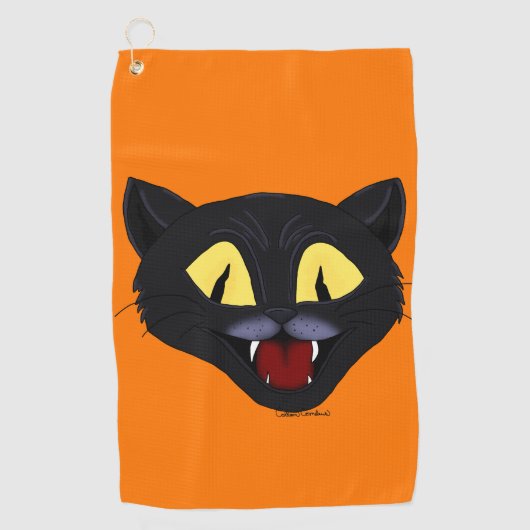Serviette De Golf Chat noir Halloween (Devant)