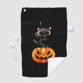 Serviette De Golf Chat noir Halloween Design - Art Citrouille Éffray (En situation)