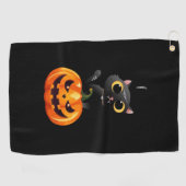Serviette De Golf Chat noir Halloween Design - Art Citrouille Éffray (Horizontal)