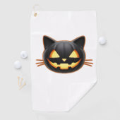 Serviette De Golf Chat noir Jack o'Lantern Emoji T-shirt classique (En situation)