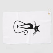 Serviette De Golf Chat noir maigre fantaisiste (Horizontal)